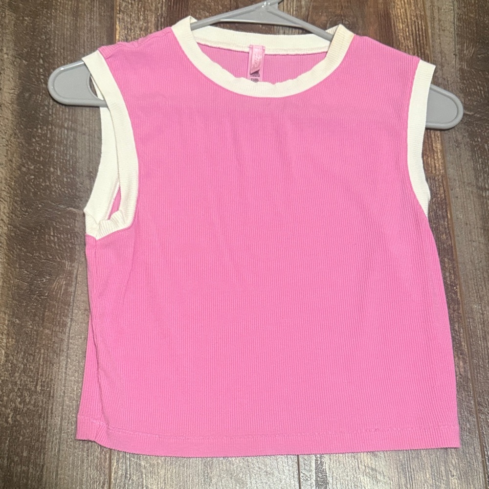 SKIMS Pink Tank with Cream Trim
